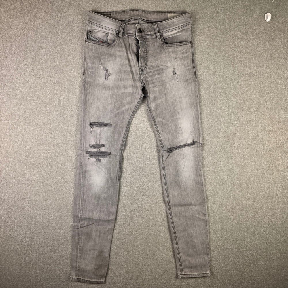 Diesel Grunge Sleenker Slim Distressed Grey Jeans Wash Size 31x30 Old Money